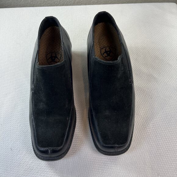 Ariat Shoes - Ariat Shoes Womens 8.5 Loafers Black Leather Round Toe Low Top Slip On Suede